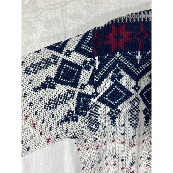 Vintage Sweater Medium Navy White Red Crew Neck Ski Winter Nordic Steep Slopes - Picture 4 of 9
